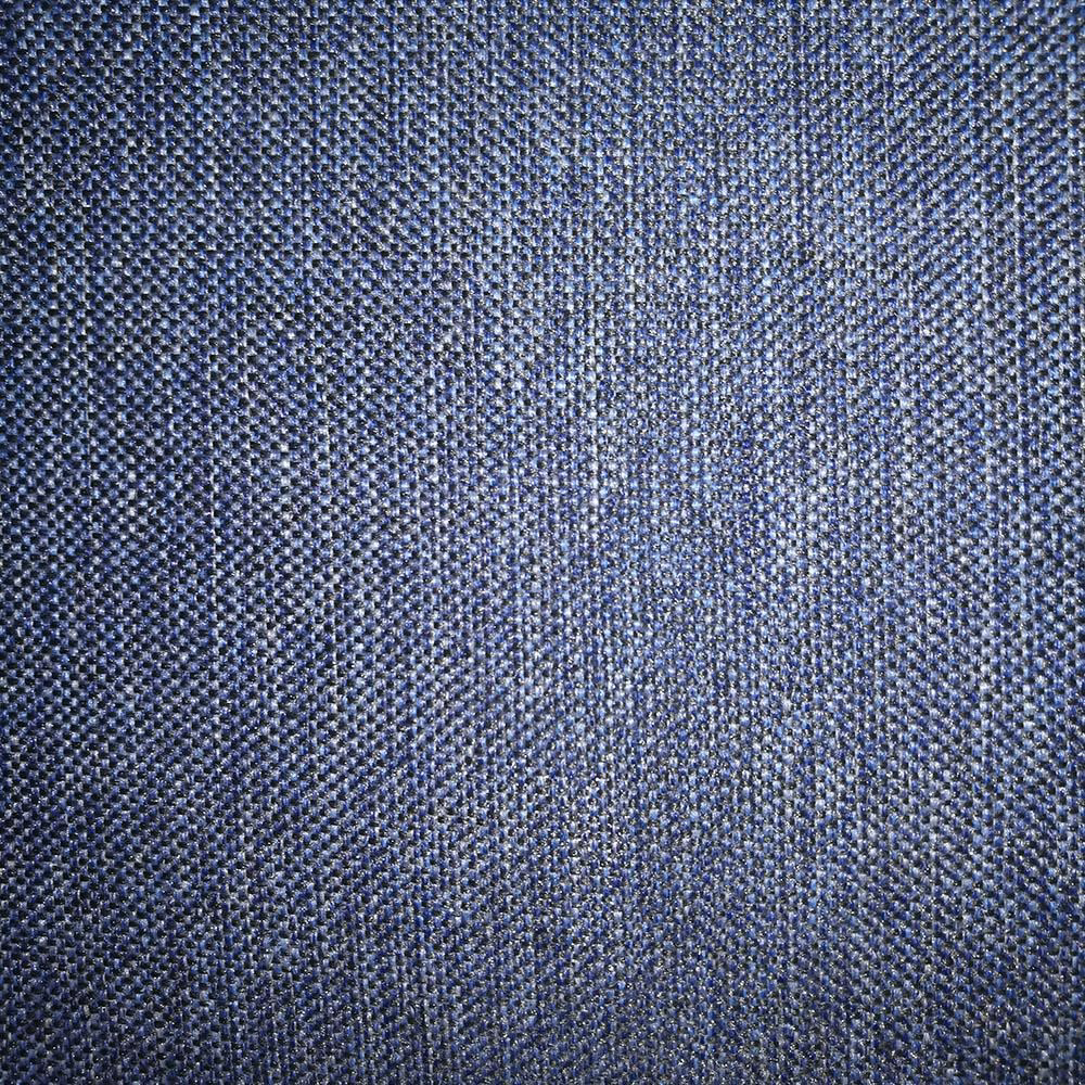 Close-up of a textured indigo-blue woven fabric with small basket weave