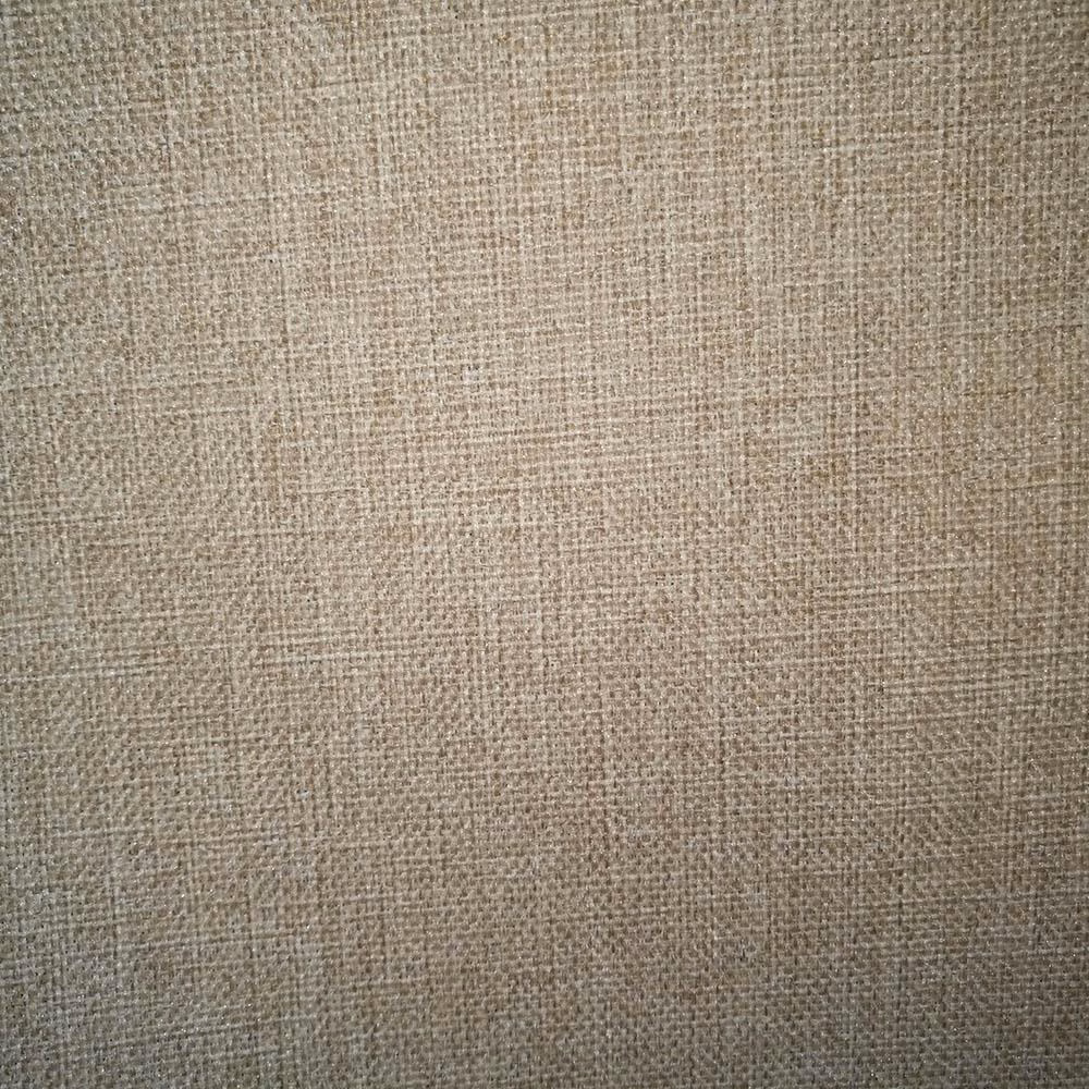 Close-up of soft beige textured plain weave fabric swatch