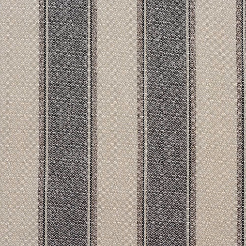 Vertical dove grey and charcoal striped woven fabric with fine chevron texture