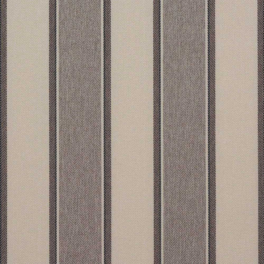 Natural beige striped fabric with taupe bands and thin dark pinstripes