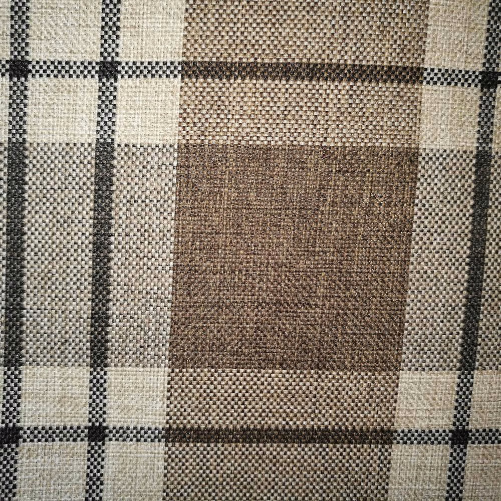 Warm chestnut and cream checked woven fabric with dark grid lines
