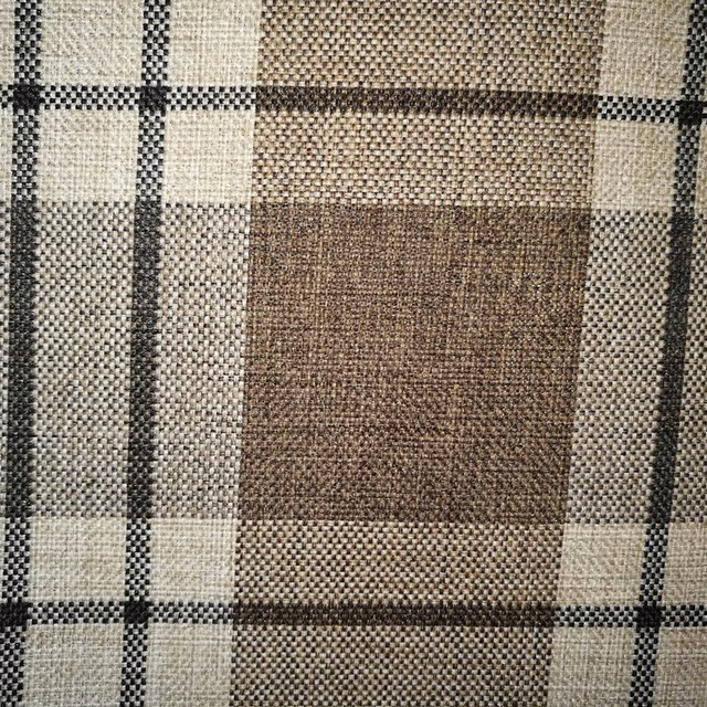Warm chestnut and cream checked woven fabric with dark grid lines