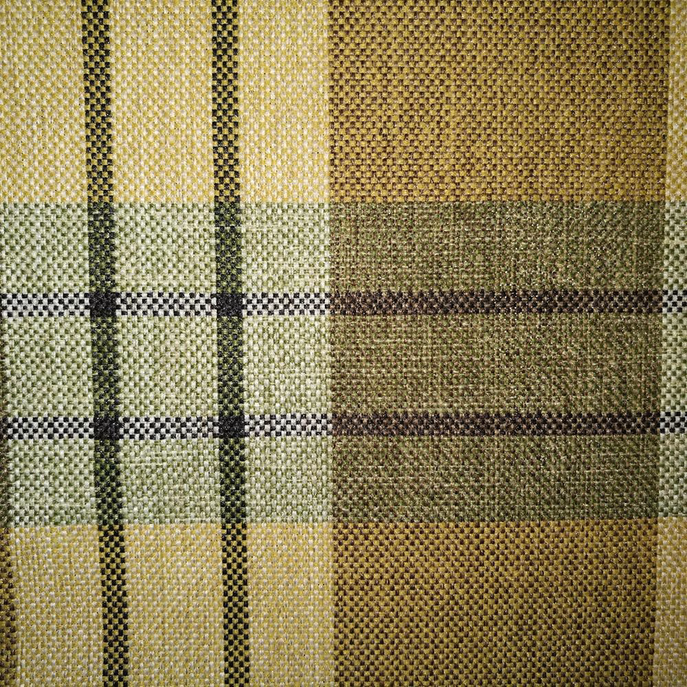 Textured beige and olive checked fabric swatch with dark crossing lines