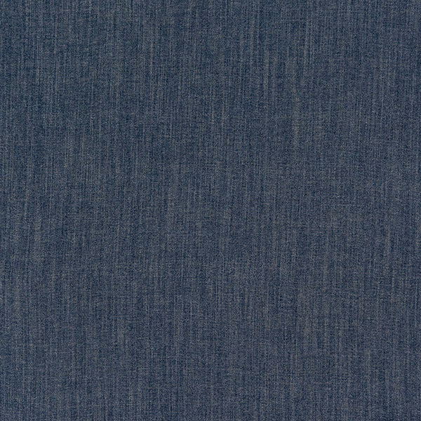 Muted denim blue woven fabric with fine vertical slub texture