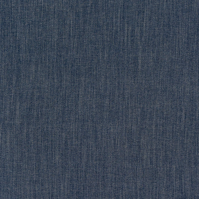 Muted denim blue woven fabric with fine vertical slub texture
