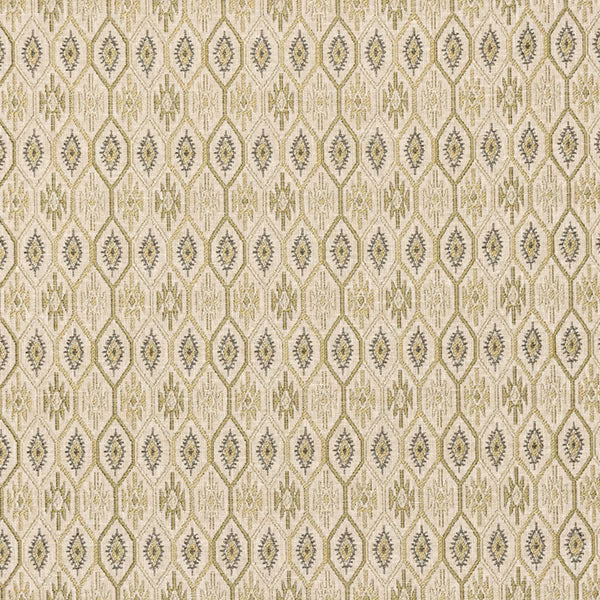 Small geometric diamond pattern in muted olive on a pale cream ground