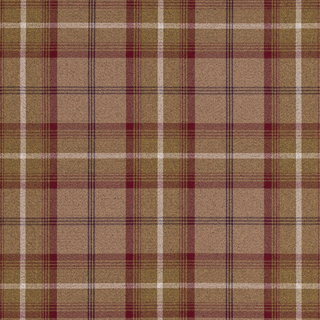 Heathered beige tartan check with burgundy, olive and cream stripes