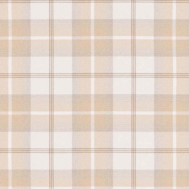 Warm natural plaid fabric with soft cream and taupe checks