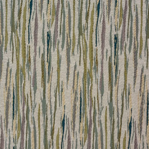 Beige woven fabric with vertical sage and teal streaks