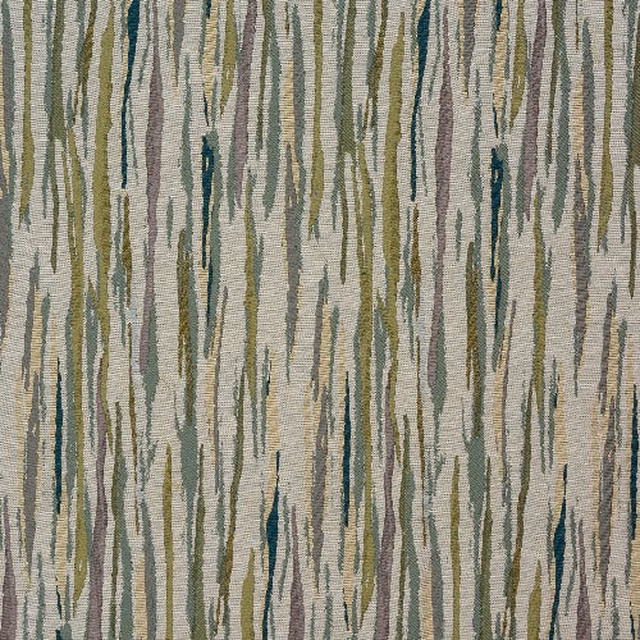 Beige woven fabric with vertical sage and teal streaks