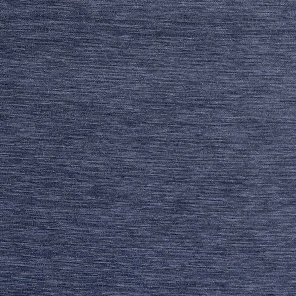 Close-up of a muted ash blue textured plain fabric with fine horizontal striations.