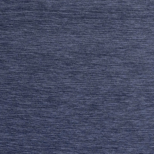 Close-up of a muted ash blue textured plain fabric with fine horizontal striations.