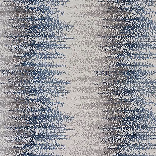 Blue and cream textured stripe fabric with irregular brushy bands