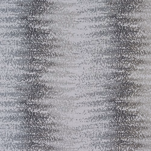Grey woven stripe fabric with soft dove ground and charcoal flecked bands