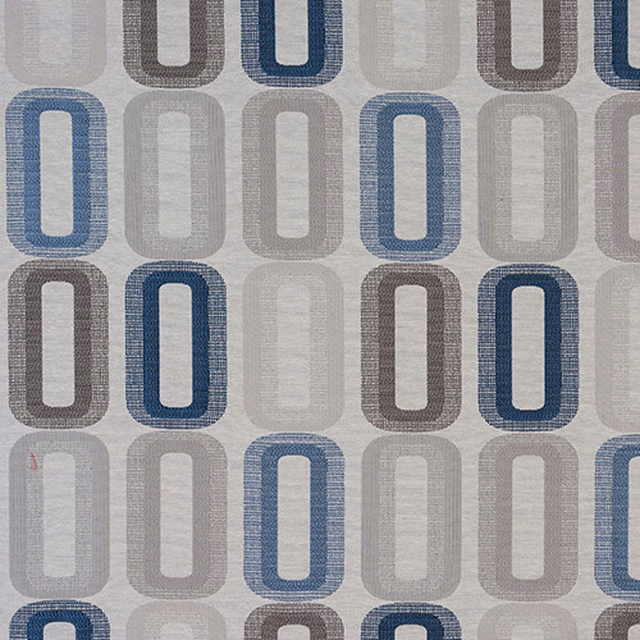 Geometric fabric swatch with rounded rectangles in soft blue, grey and taupe