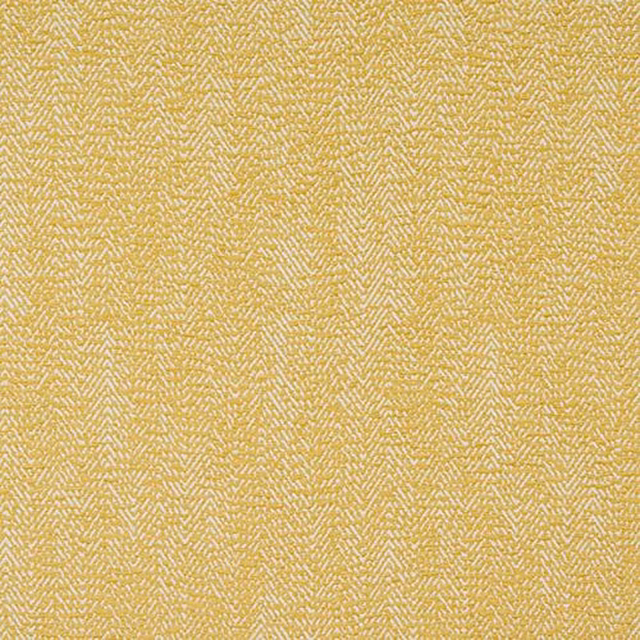 Ochre yellow woven fabric with tiny chevron texture and fine mottled pattern