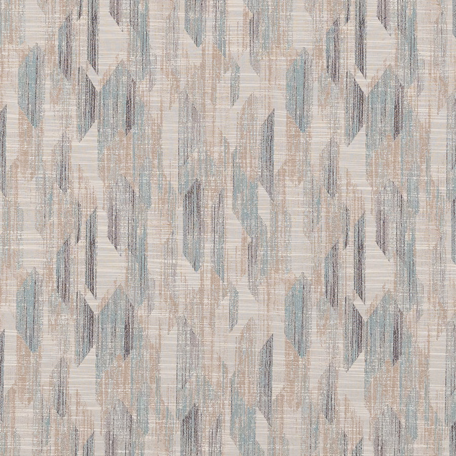 Pale seafoam and grey geometric woven fabric with vertical arrow motifs