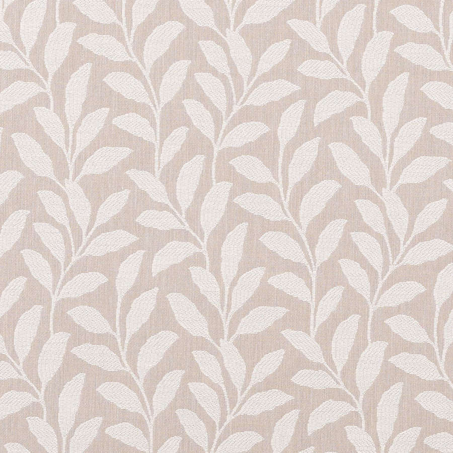 Soft cream leaf motif on a warm natural beige textured fabric