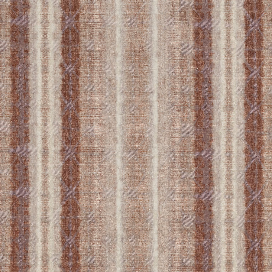 Warm bronze and cream vertical striped fabric with a textured woven finish