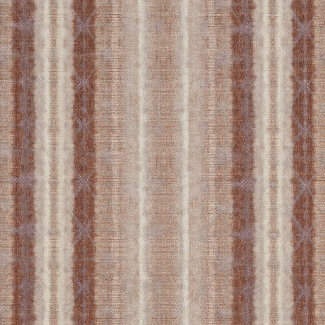Warm bronze and cream vertical striped fabric with a textured woven finish