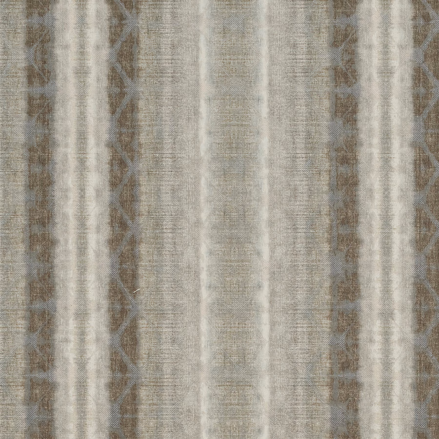 Soft taupe striped fabric with pale vertical bands and woven texture