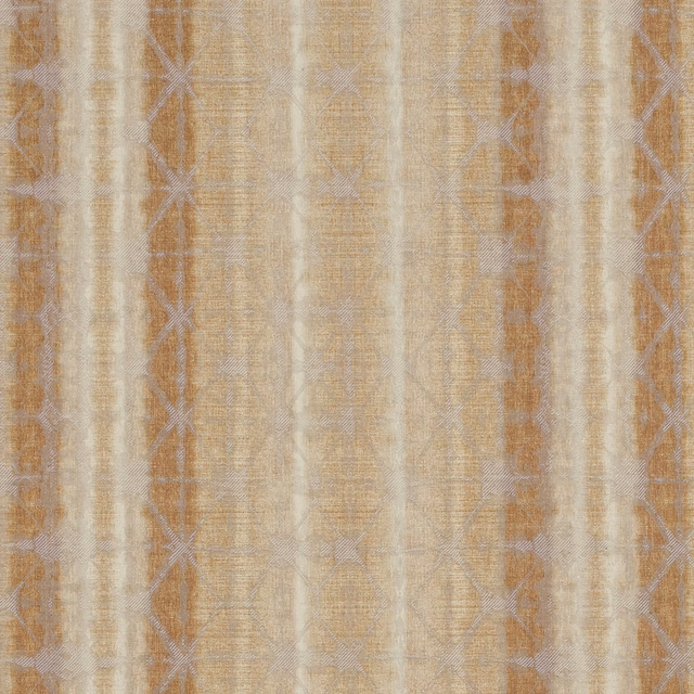 Ochre striped woven fabric with pale vertical bands and subtle geometric detailing