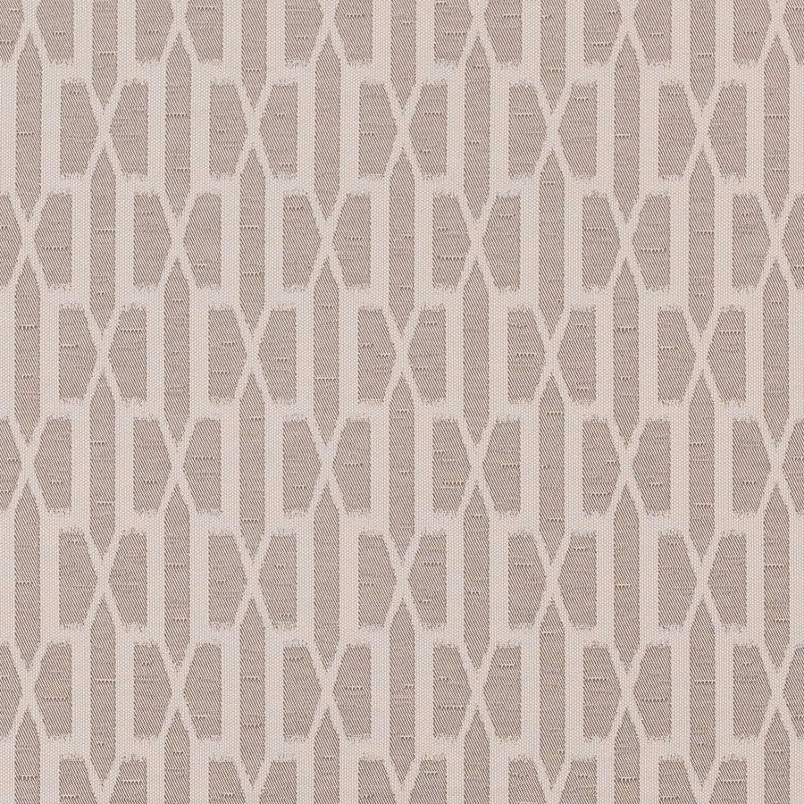 Soft natural geometric woven fabric with cream and taupe repeating vertical motif