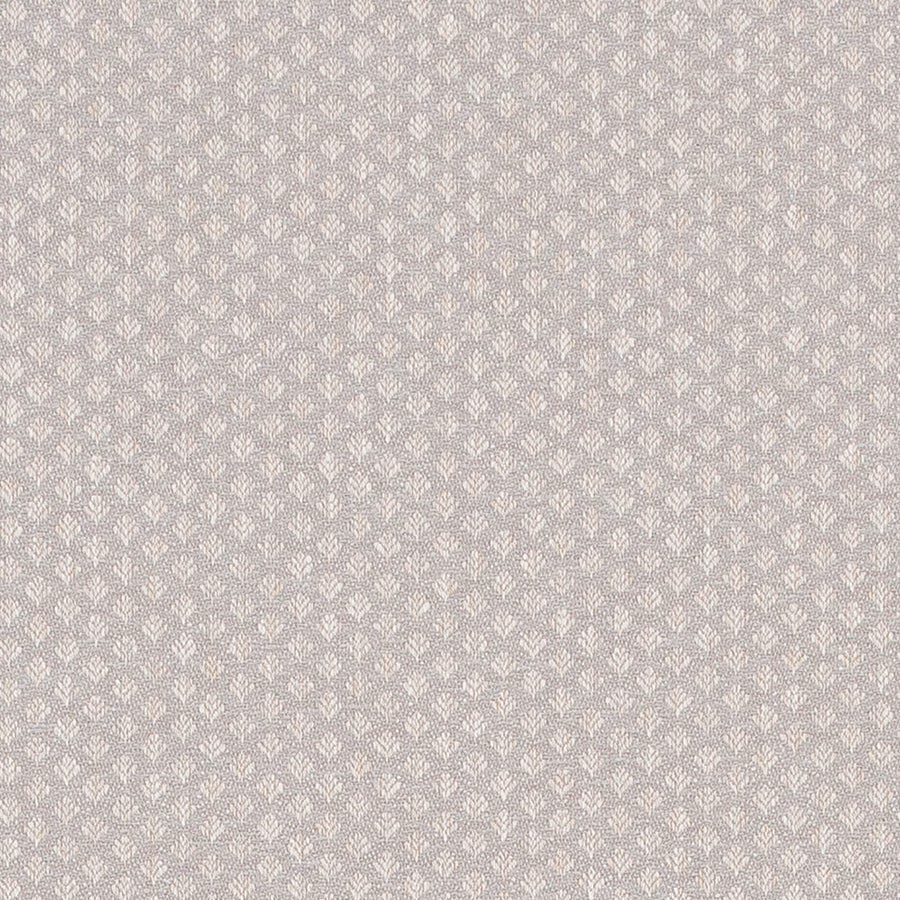 Pale dove grey damask fabric swatch with small ivory motif and fine weave