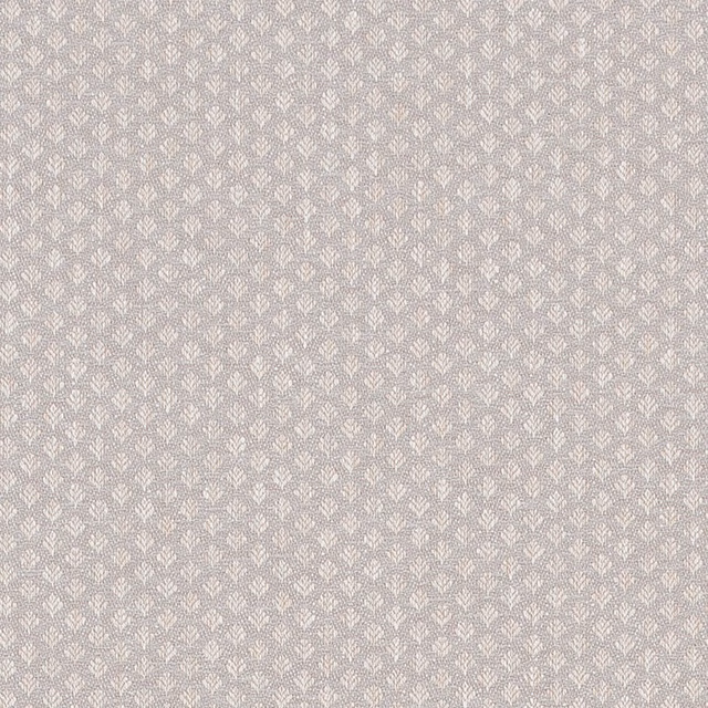 Pale dove grey damask fabric swatch with small ivory motif and fine weave