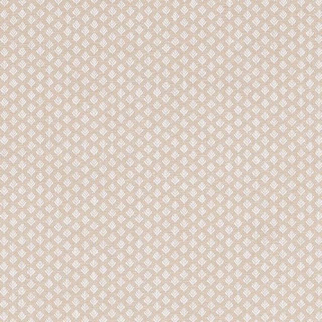 Small repeating leaf motif in warm beige and ivory woven fabric