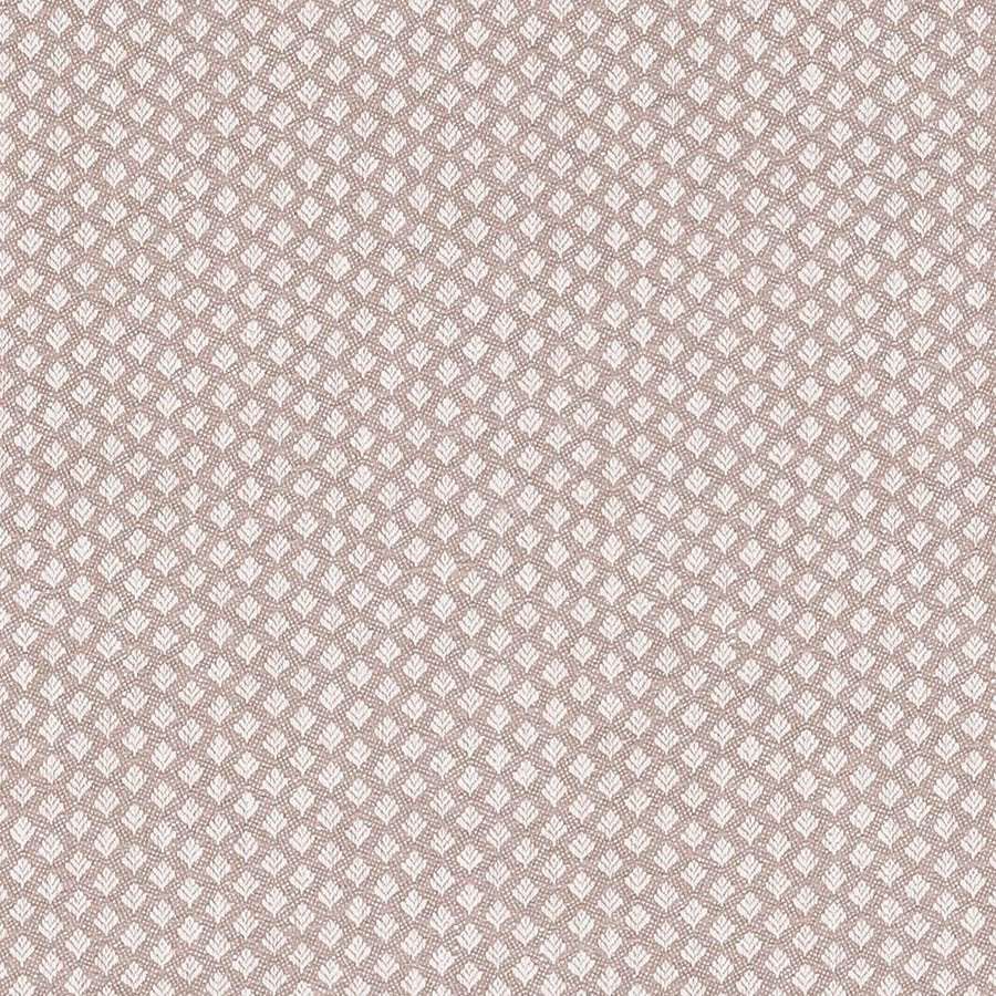 Small cream damask motif on a warm oatmeal beige woven fabric swatch