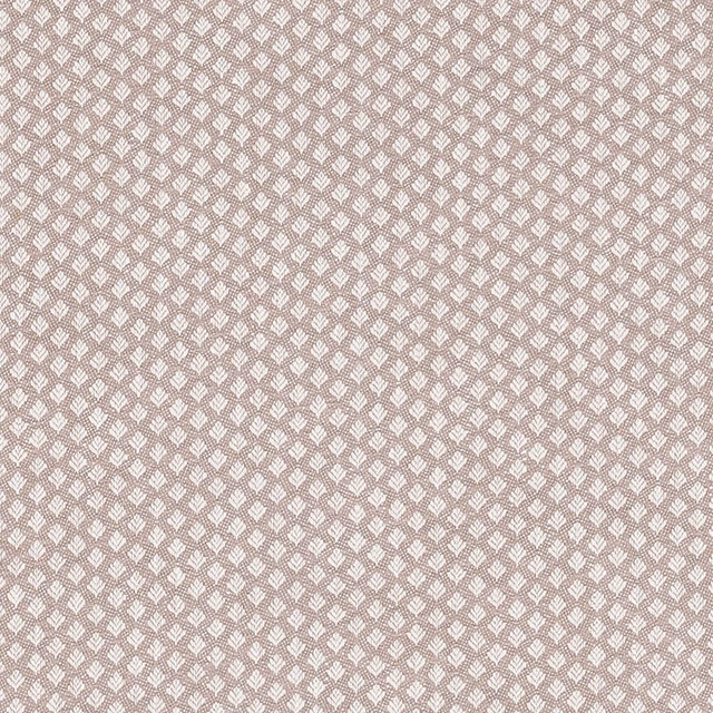 Small cream damask motif on a warm oatmeal beige woven fabric swatch