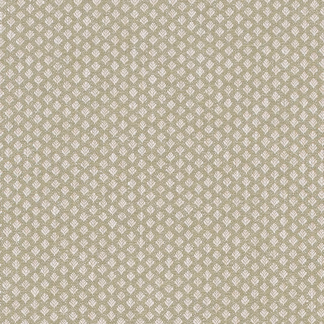 Small sage green floral woven fabric with pale repeating motif