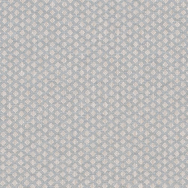 Pale seafoam woven fabric with small cream damask motif