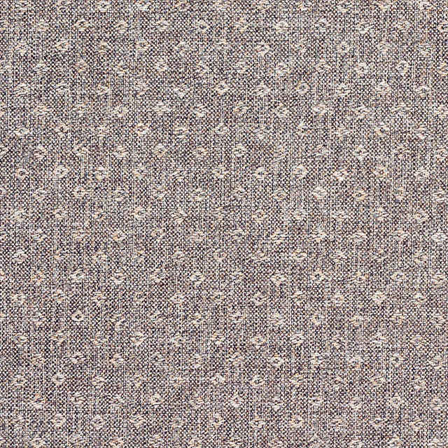 Close-up of taupe woven fabric with a small repeating damask pattern
