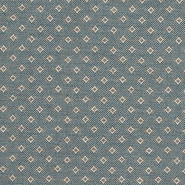 Small geometric fabric swatch in muted teal with cream diamond motifs