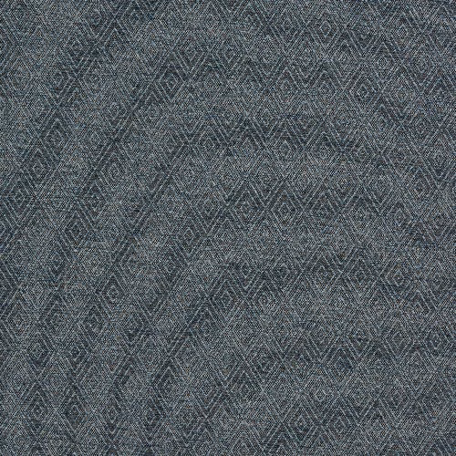 Blue-grey geometric woven fabric with small diamond pattern and fine texture
