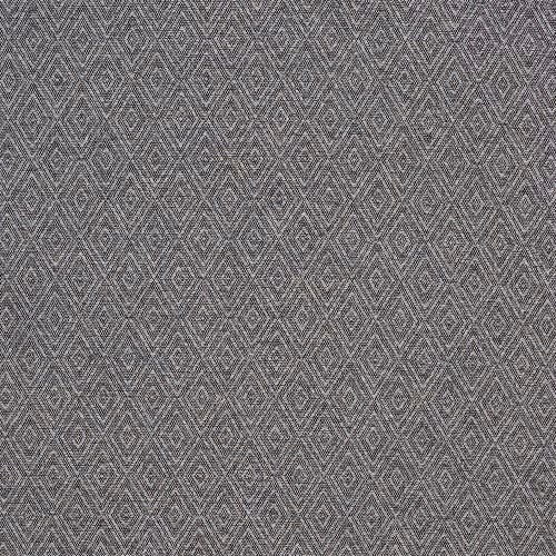Close-up of a small geometric diamond weave in cool pewter and charcoal grey