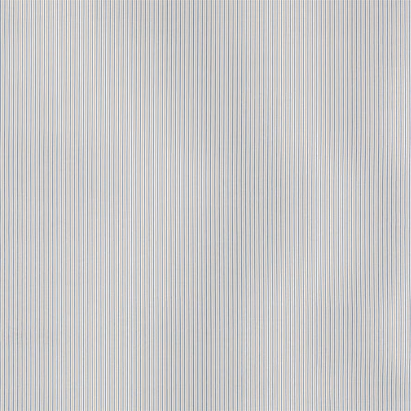 Close-up of fine natural cotton stripe fabric with pale grey and taupe pinstripes