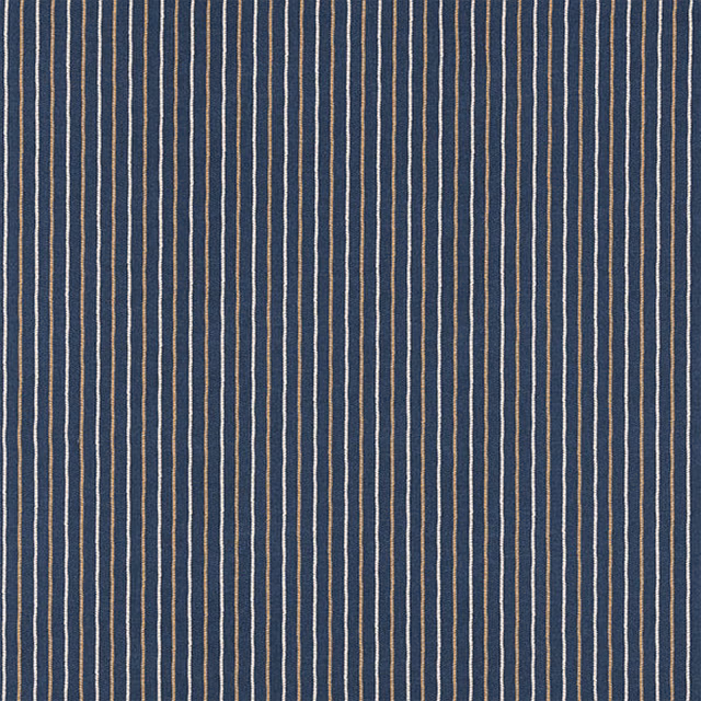 Navy indigo cotton stripe fabric with fine cream vertical pinstripes