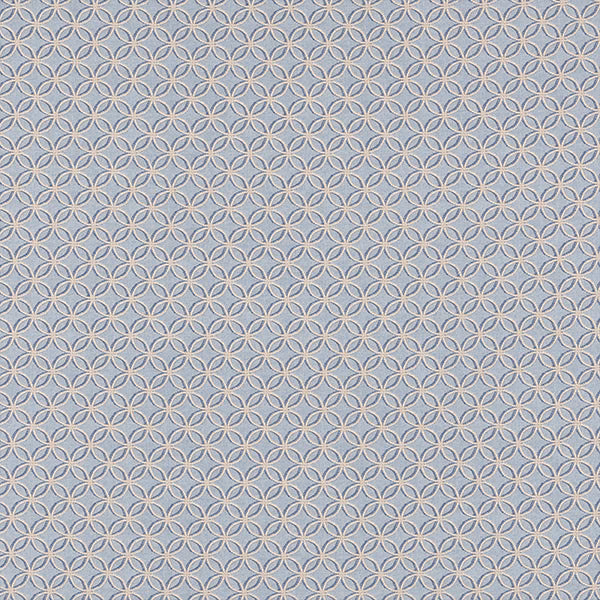 Powder blue geometric cotton swatch with small interlocking loop motif