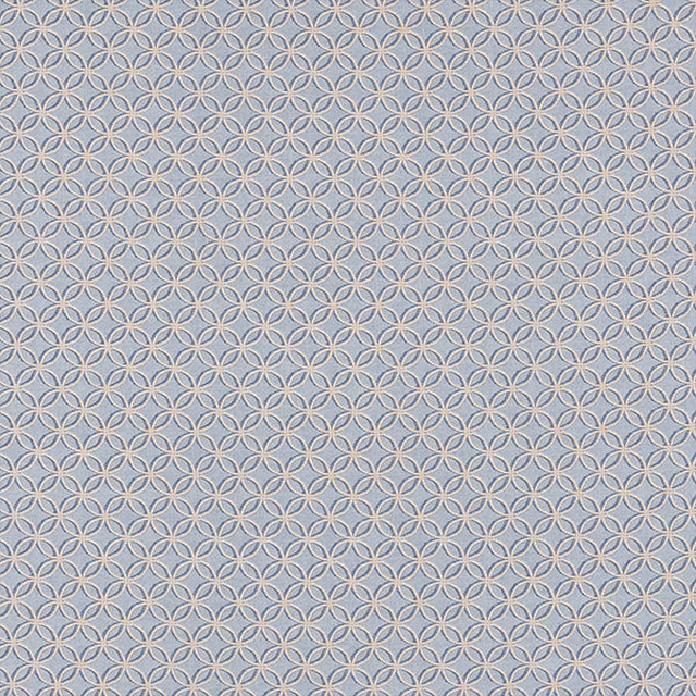 Powder blue geometric cotton swatch with small interlocking loop motif