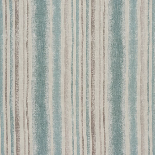 Vertical cornflower blue, cream and taupe stripes on textured cotton fabric