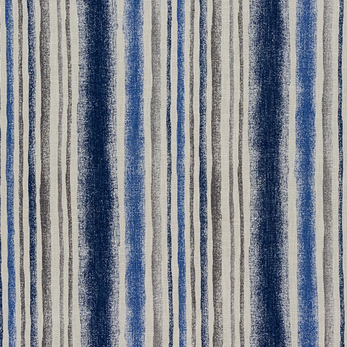 Painterly vertical indigo and pale grey striped cotton fabric swatch