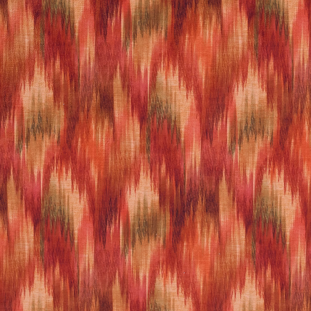 Abstract zigzag fabric swatch in spiced red, clay, beige and olive tones