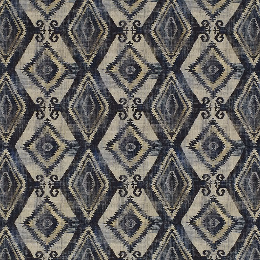 Charcoal and stone geometric diamond fabric with woven texture and large-scale repeat