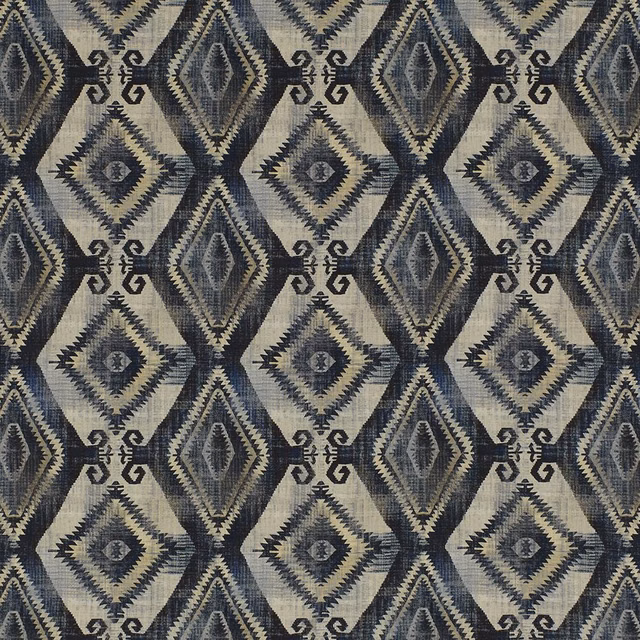 Charcoal and stone geometric diamond fabric with woven texture and large-scale repeat