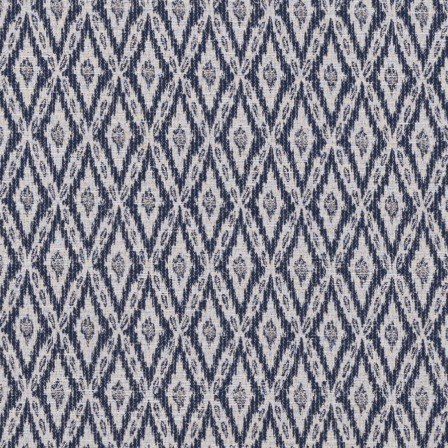 Blue and cream diamond geometric woven fabric swatch