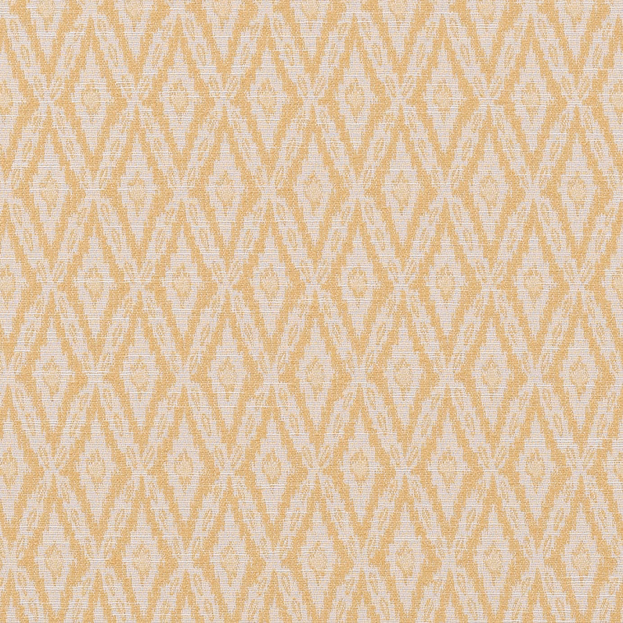 Ochre and cream geometric woven fabric with a small diamond repeat