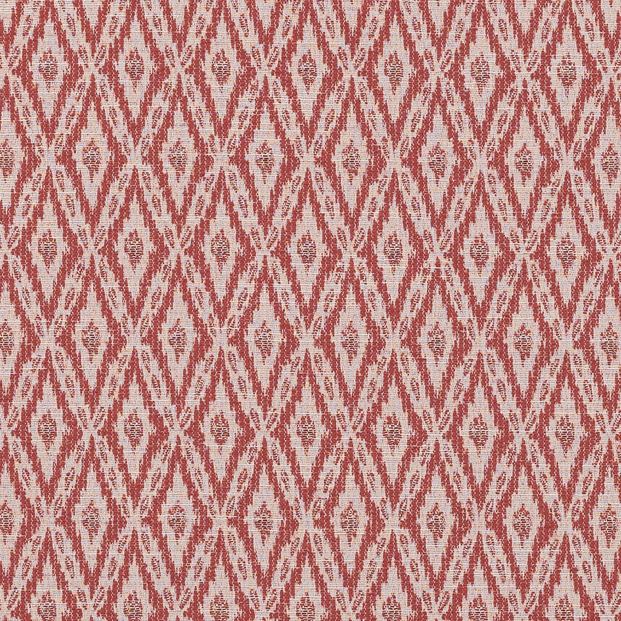 Paprika red and cream geometric woven fabric with diamond repeat